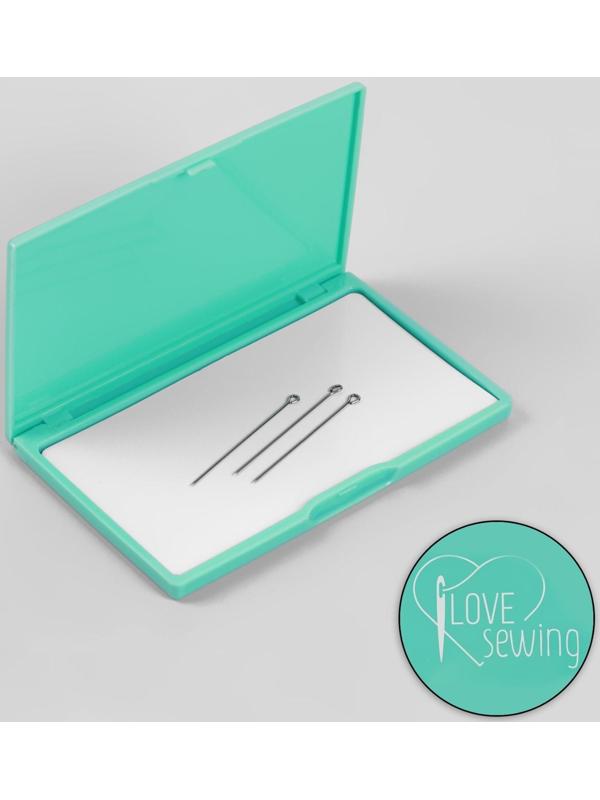 Игольница магнитная, 11 × 6,5 см, надпись МИКС, цвет бирюзовый