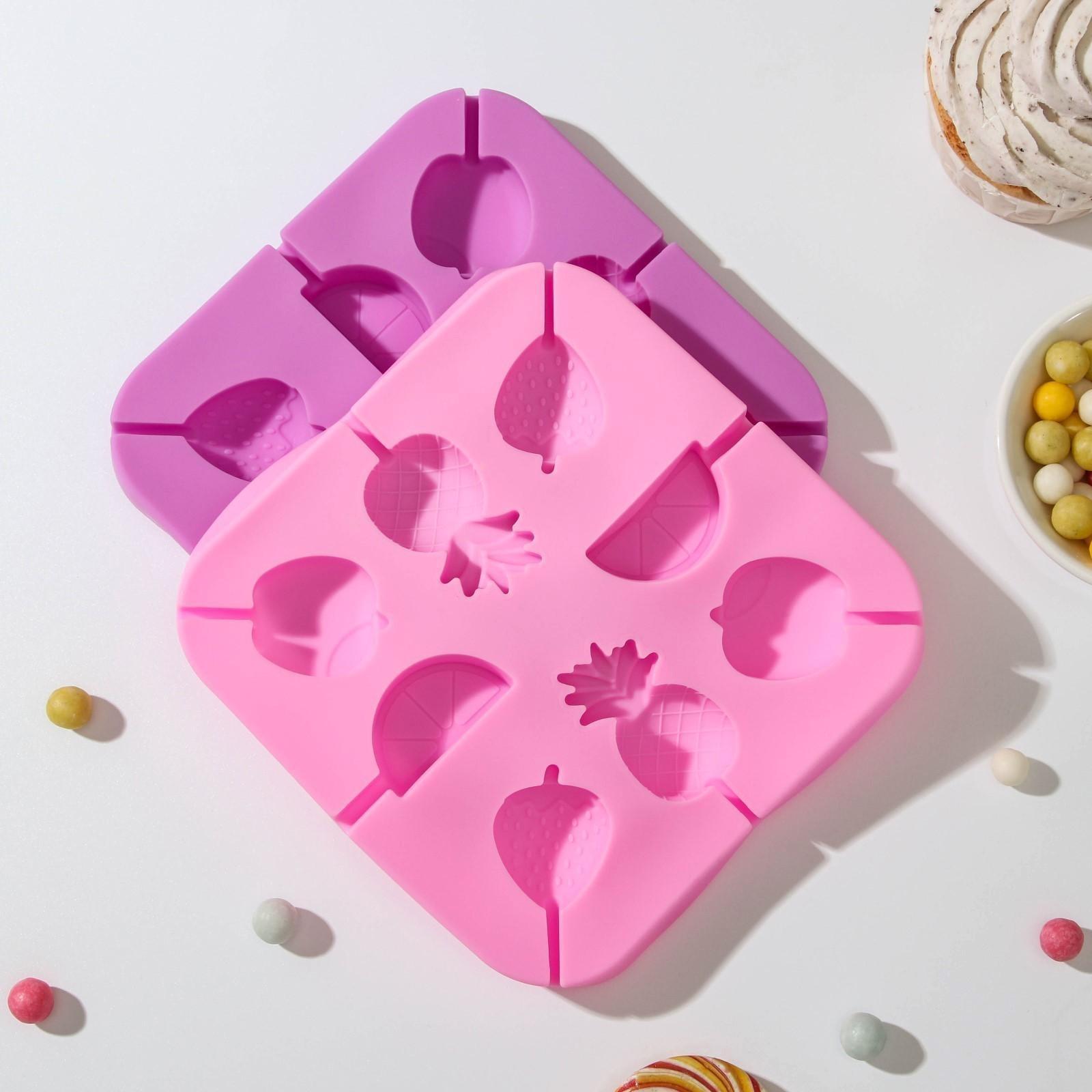 Форма для леденцов «Тропики», 13,5×13,5×1,2 см, 8 ячеек, с палочками, цвет МИКС