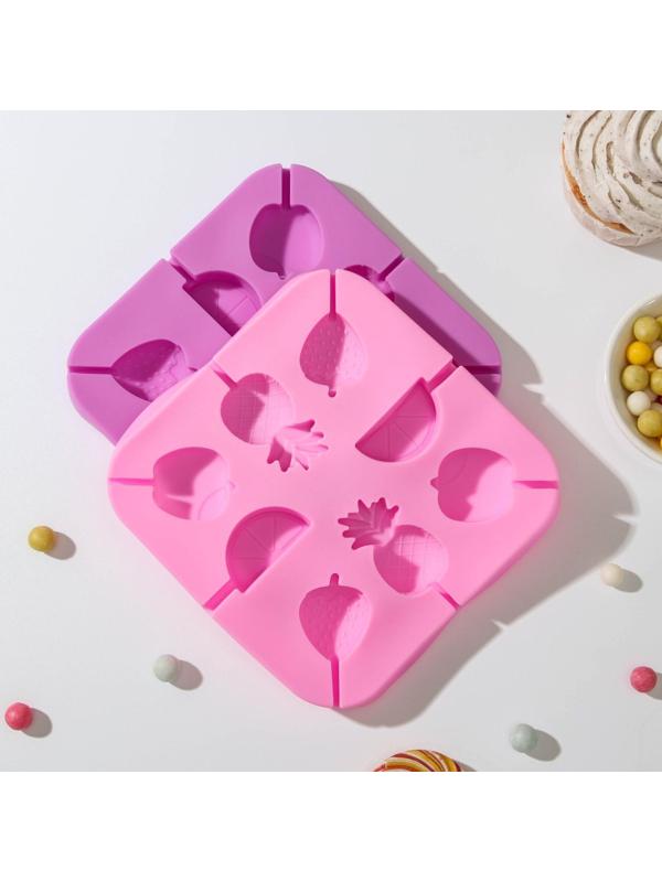 Форма для леденцов «Тропики», 13,5×13,5×1,2 см, 8 ячеек, с палочками, цвет МИКС