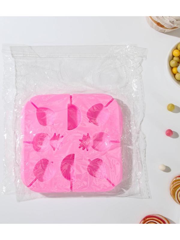 Форма для леденцов «Тропики», 13,5×13,5×1,2 см, 8 ячеек, с палочками, цвет МИКС