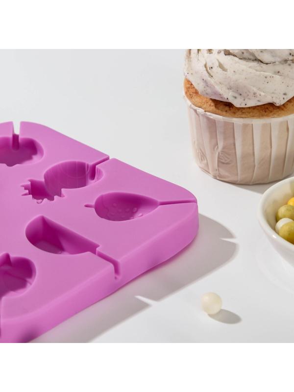 Форма для леденцов «Тропики», 13,5×13,5×1,2 см, 8 ячеек, с палочками, цвет МИКС