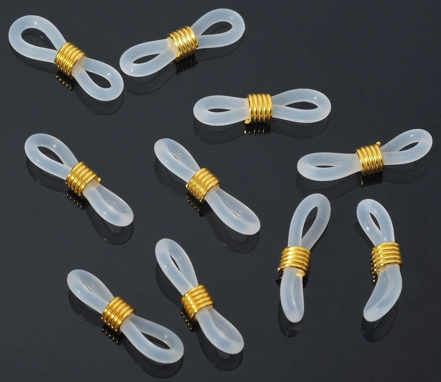 Резинка для цепочек/шнурков для очков (набор 10шт), цвет прозрачный в золоте