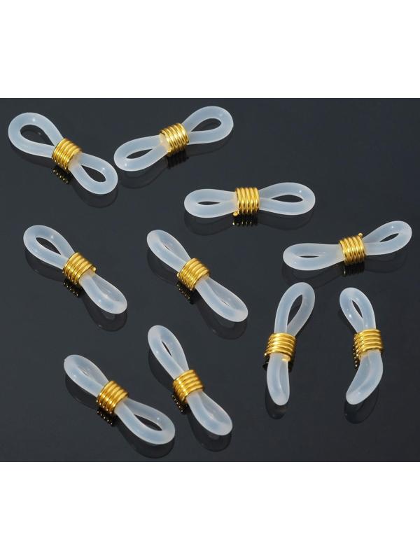 Резинка для цепочек/шнурков для очков (набор 10шт), цвет прозрачный в золоте