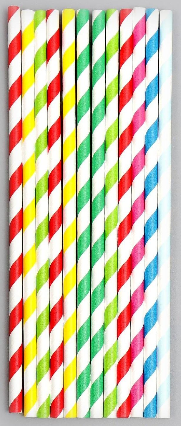 Трубочки для коктейля «Спираль», набор 12 шт., цвет МИКС