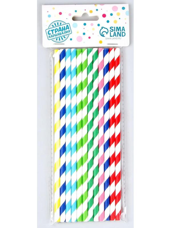Трубочки для коктейля «Спираль», набор 12 шт., цвет МИКС