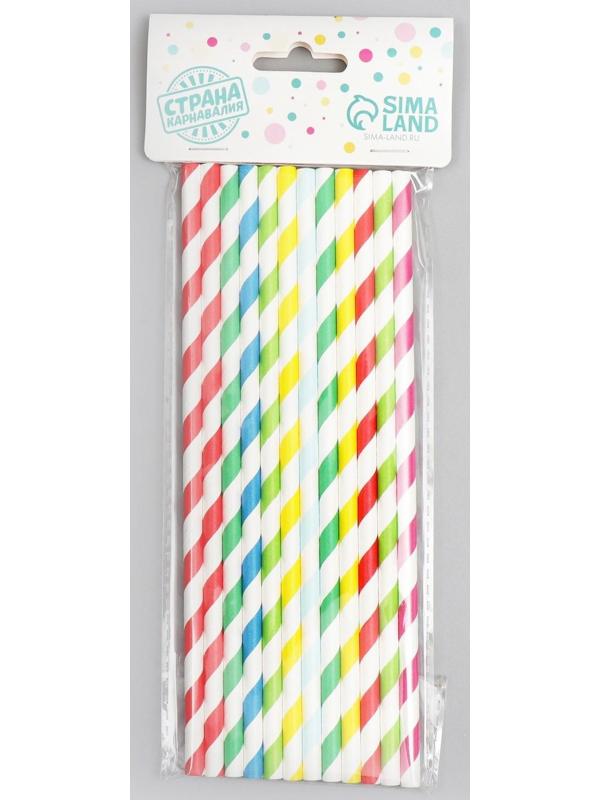 Трубочки для коктейля «Спираль», набор 12 шт., цвет МИКС