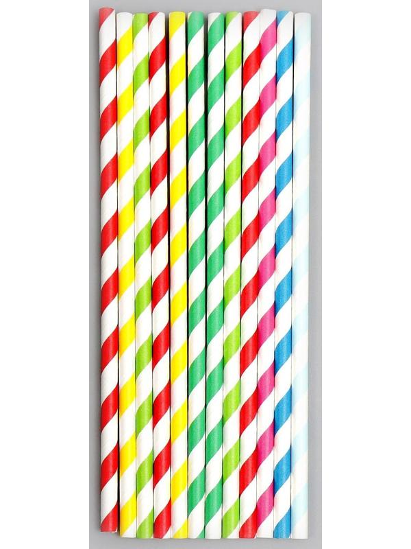 Трубочки для коктейля «Спираль», набор 12 шт., цвет МИКС