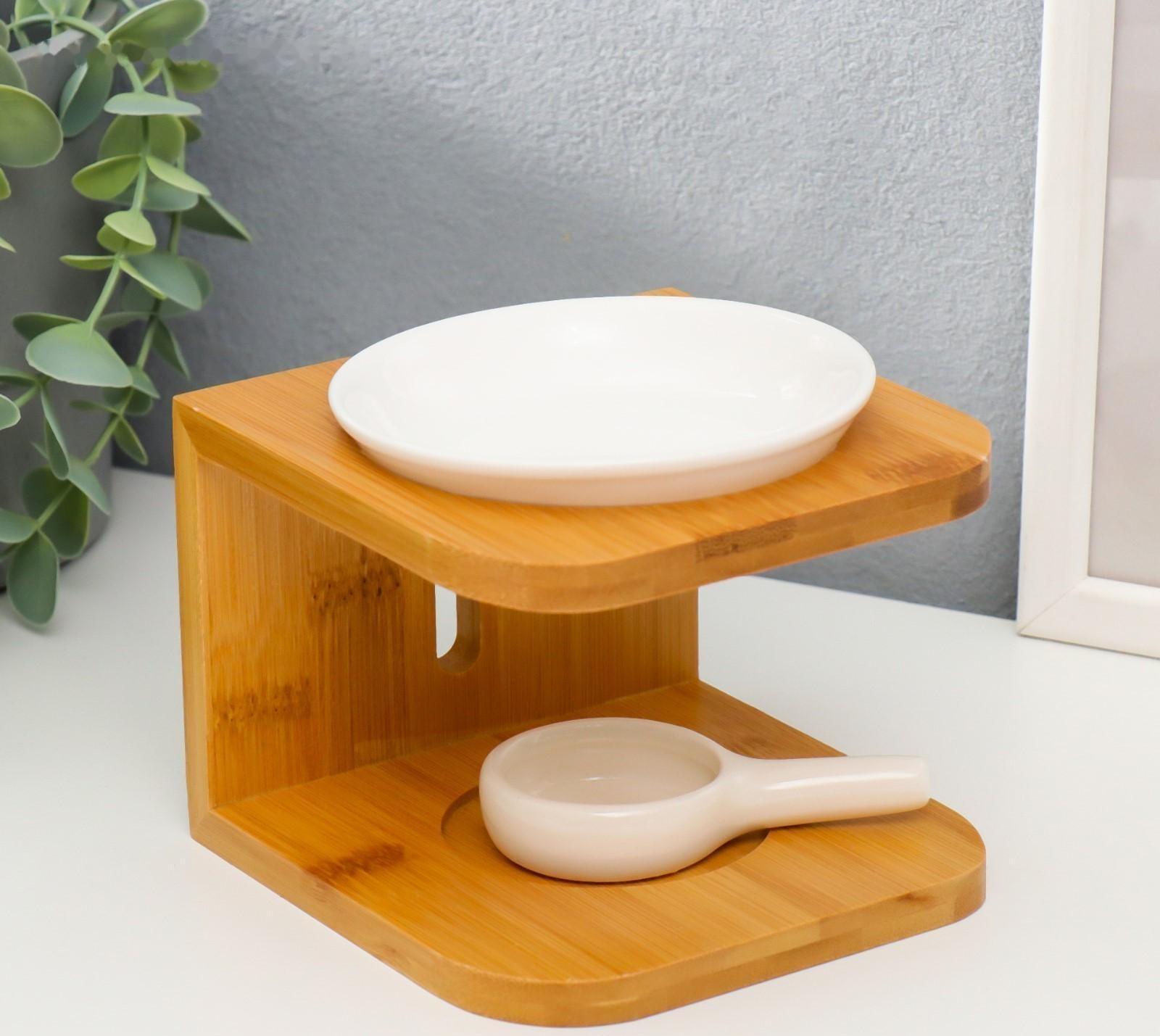 Аромалампа бамбук, керамика с подставкой под свечу 