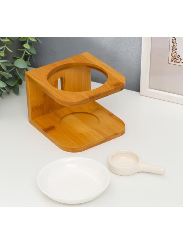 Аромалампа бамбук, керамика с подставкой под свечу 