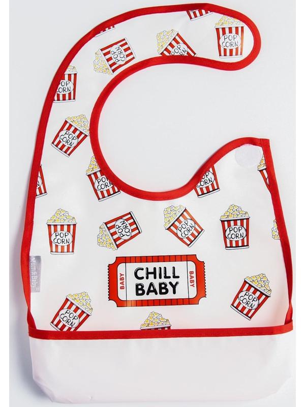 Нагрудник для кормления «Chill baby» непромокаемый на липучке, с карманом