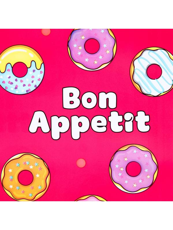 Нагрудник для кормления «Пончики» непромокаемый на липучке, с карманом