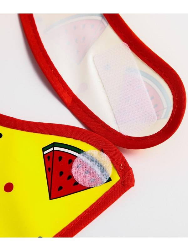 Нагрудник для кормления «Арбузики» непромокаемый на липучке, с карманом