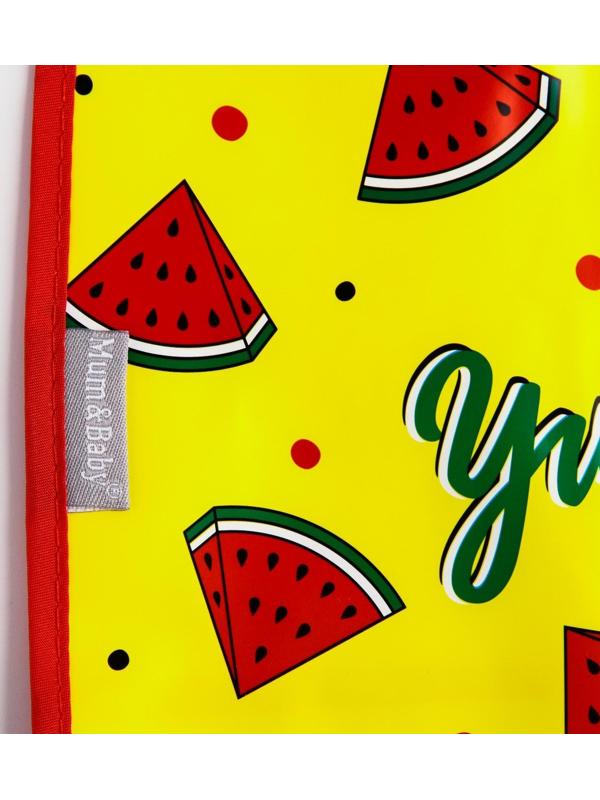 Нагрудник для кормления «Арбузики» непромокаемый на липучке, с карманом