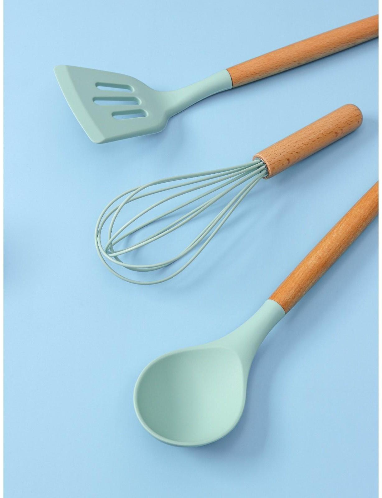 Набор кухонных принадлежностей Доляна «Лиам», 7 предметов, 33×12,5×12,5 см, цвет бирюзовый