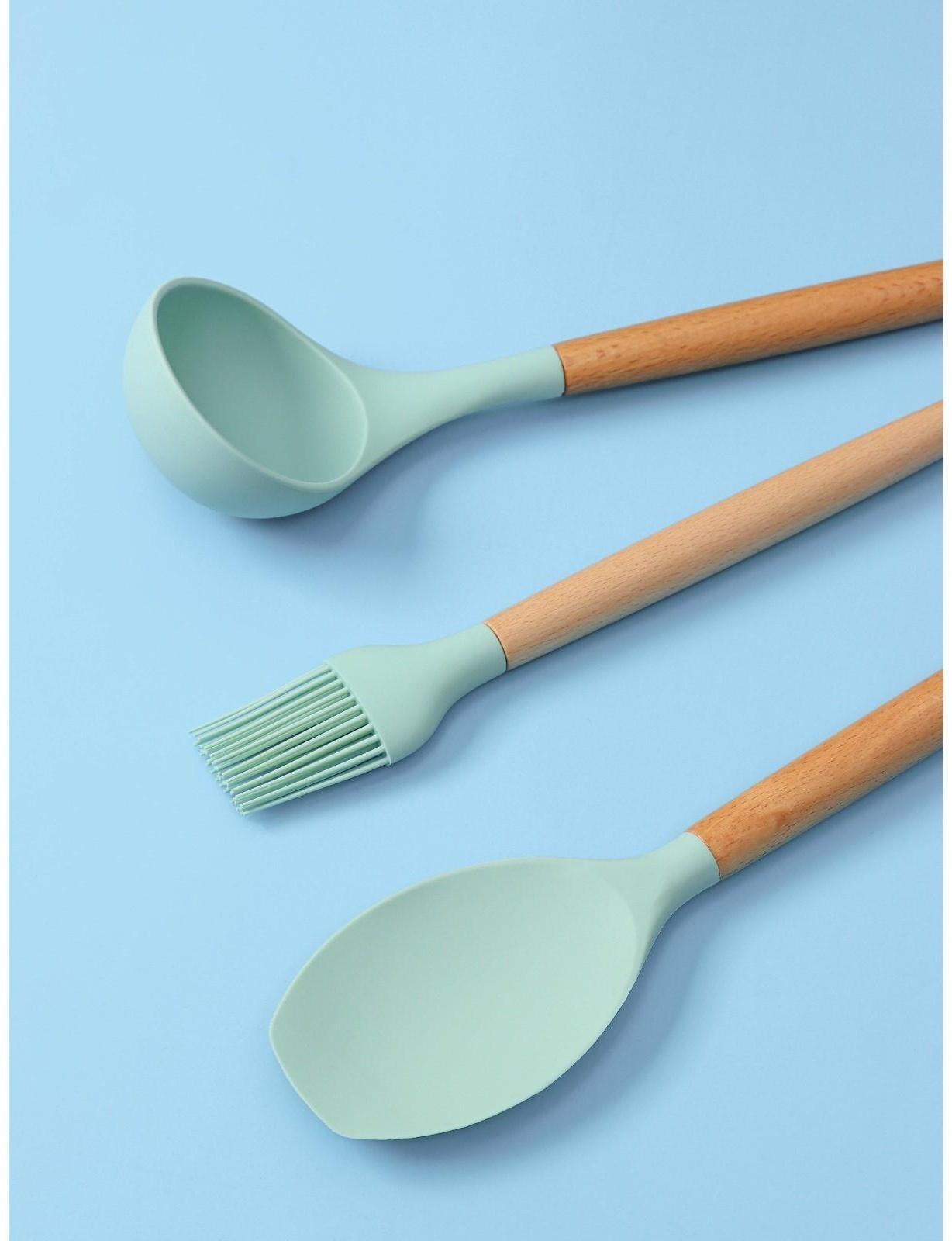 Набор кухонных принадлежностей Доляна «Лиам», 7 предметов, 33×12,5×12,5 см, цвет бирюзовый