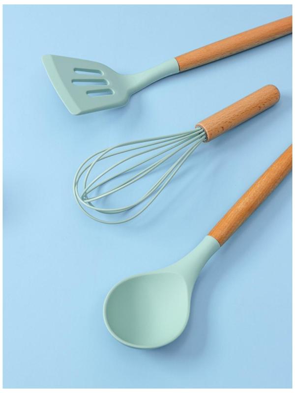 Набор кухонных принадлежностей Доляна «Лиам», 7 предметов, 33×12,5×12,5 см, цвет бирюзовый