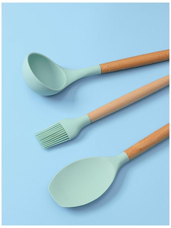 Набор кухонных принадлежностей Доляна «Лиам», 7 предметов, 33×12,5×12,5 см, цвет бирюзовый