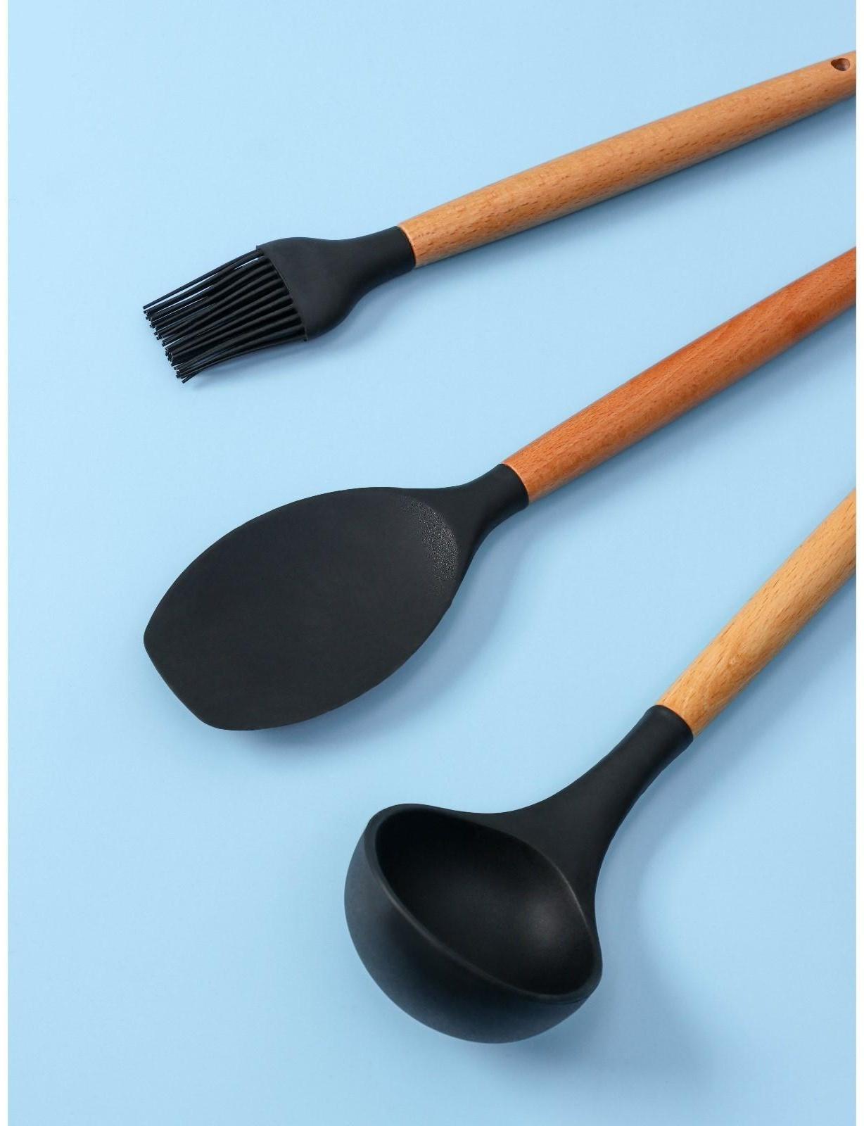 Набор кухонных принадлежностей Доляна «Лиам», 7 предметов, 33×12,5×12,5 см, цвет чёрный