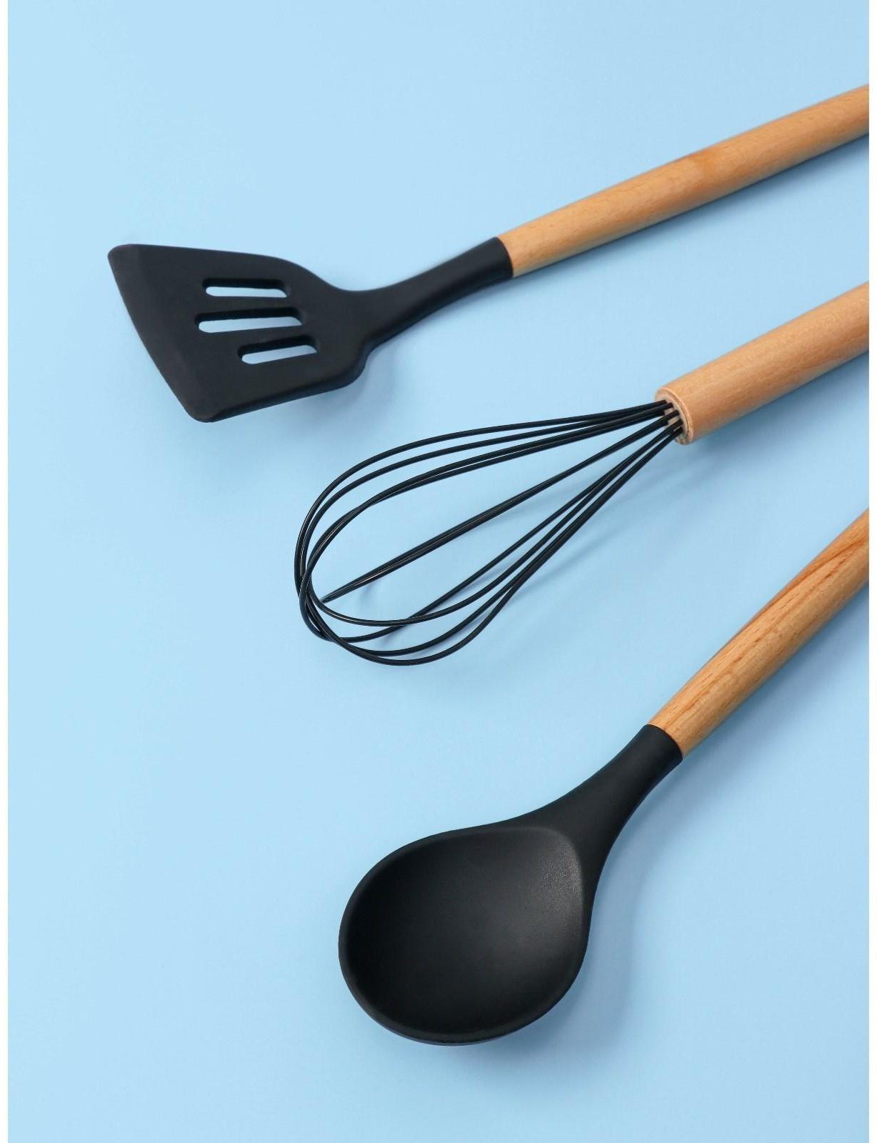 Набор кухонных принадлежностей Доляна «Лиам», 7 предметов, 33×12,5×12,5 см, цвет чёрный