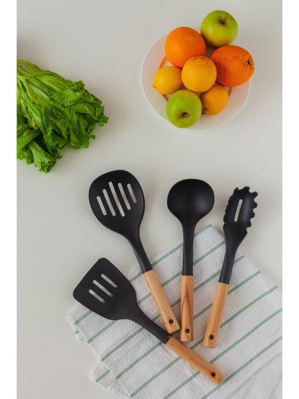 Набор кухонных принадлежностей Доляна «Лиам», 7 предметов, 33×12,5×12,5 см, цвет чёрный