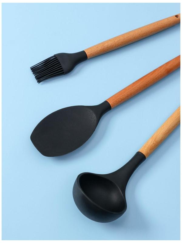 Набор кухонных принадлежностей Доляна «Лиам», 7 предметов, 33×12,5×12,5 см, цвет чёрный