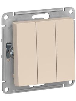 Выключатель SE ATLASDESIGN, 10 А, 3 клавиши, IP20, механизм, скрытый, бежевый, ATN000231