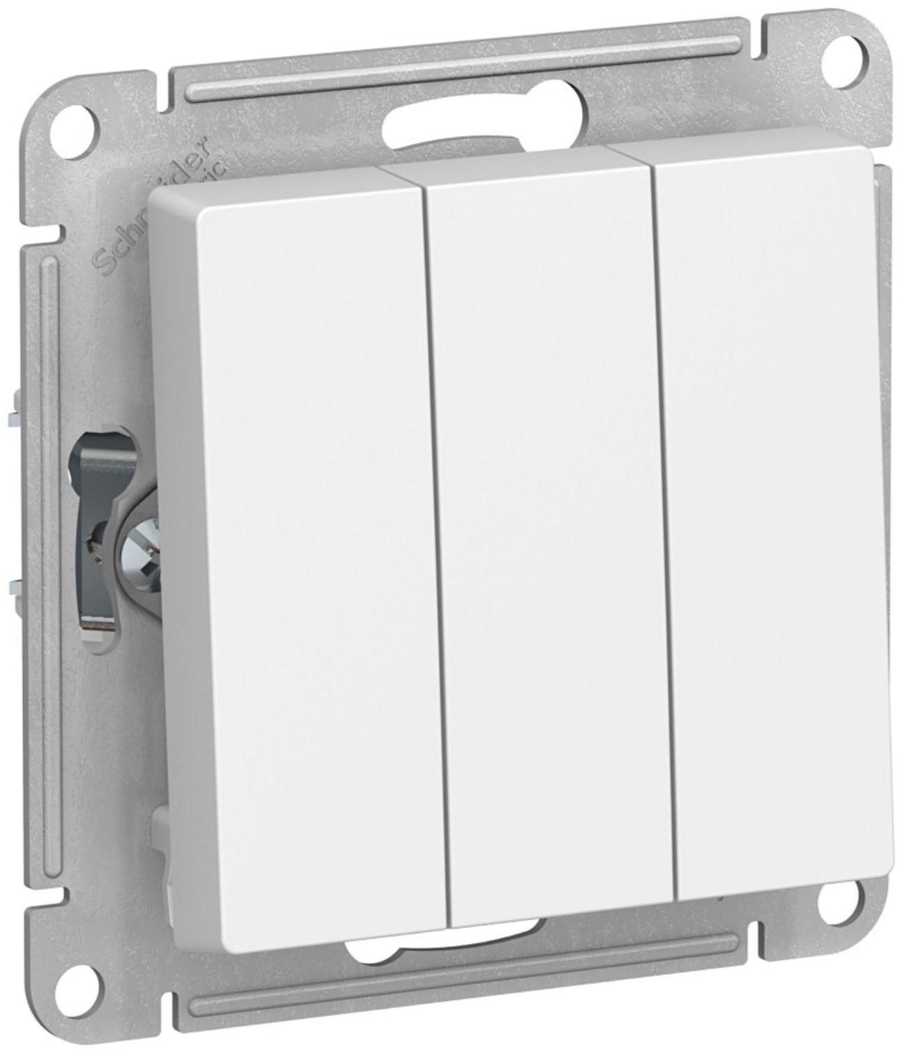 Выключатель SE ATLASDESIGN, 10 А, 3 клавиши, IP20, механизм, скрытый, белый, ATN000131