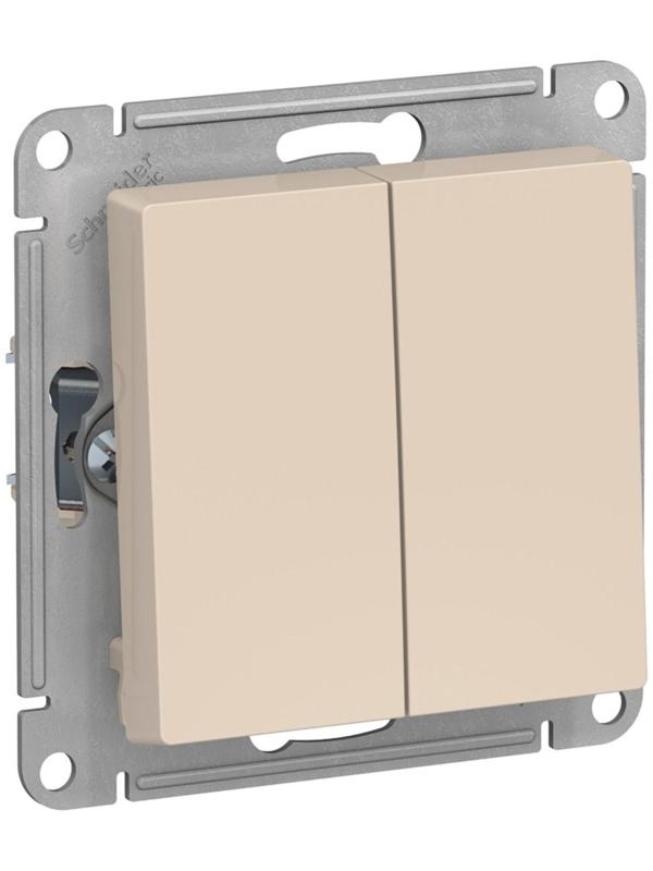 Переключатель проходной SE ATLASDESIGN, 10 А, 2 клавиши, IP20, скрытый, бежевый, ATN000265