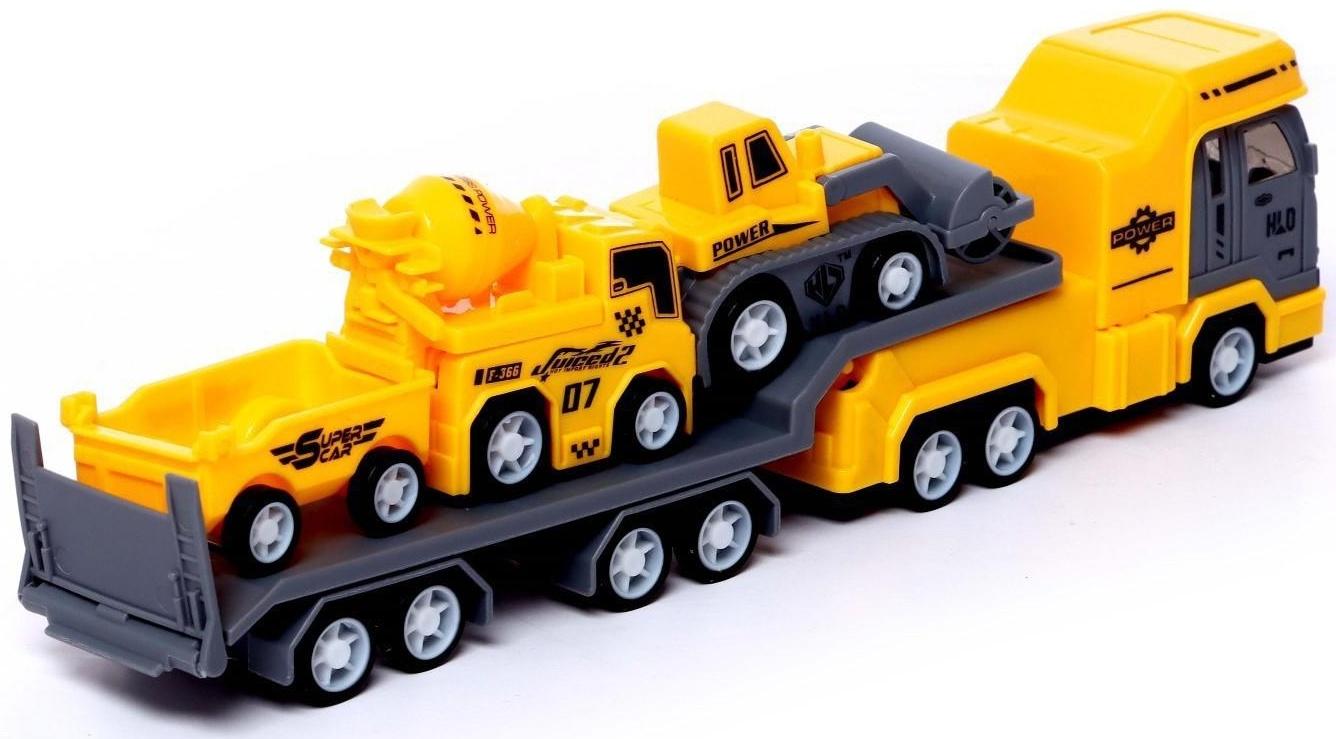 Грузовик инерционный «Автовоз. Большая стройка», с 2 машинками