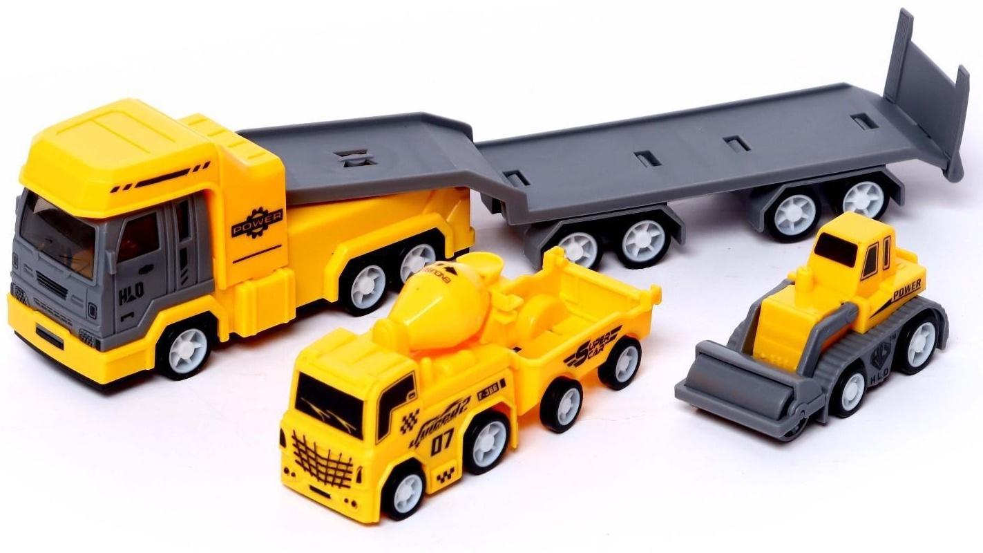 Грузовик инерционный «Автовоз. Большая стройка», с 2 машинками