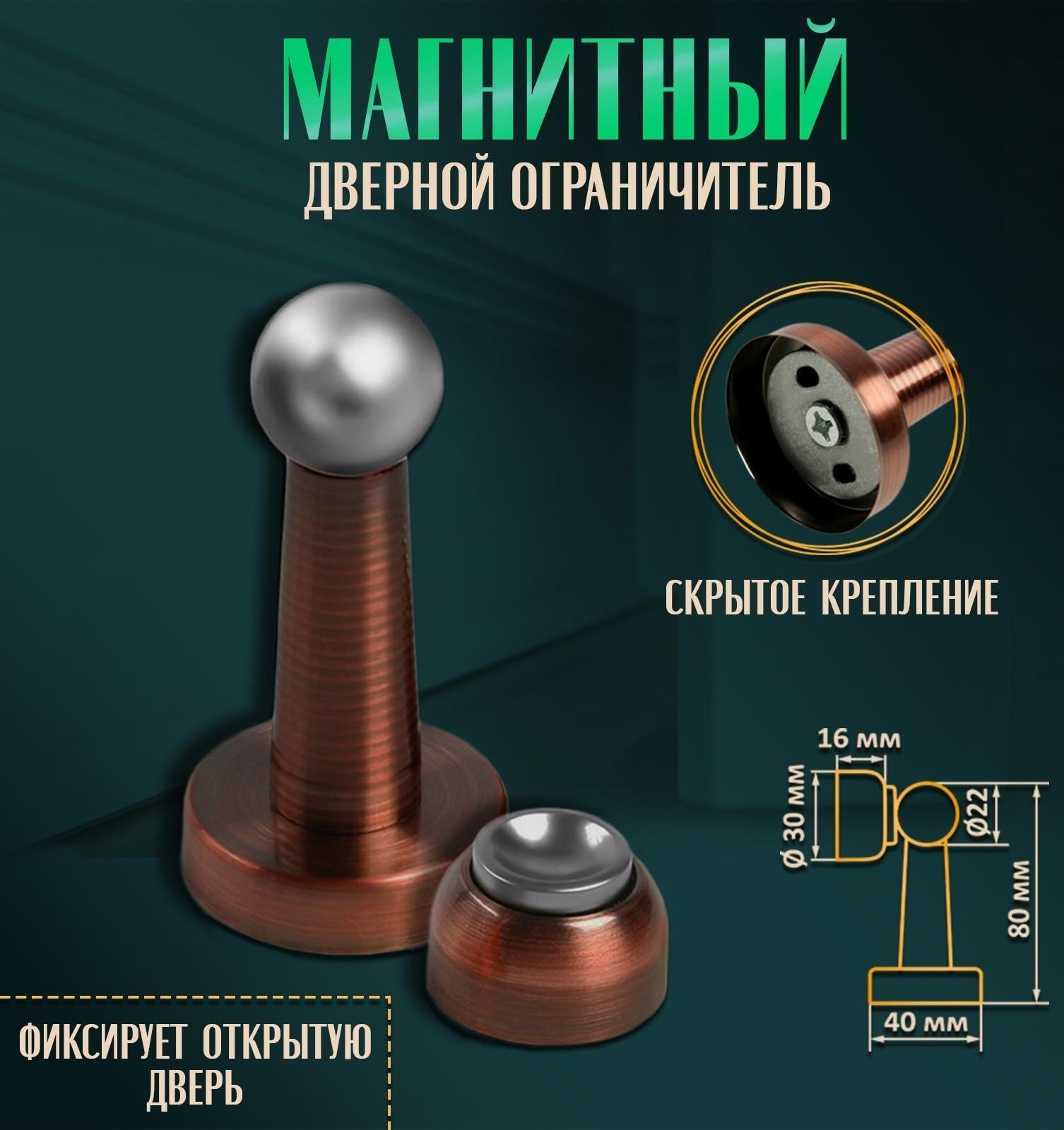 Упор дверной магнитный LOCKLAND, цвет AC