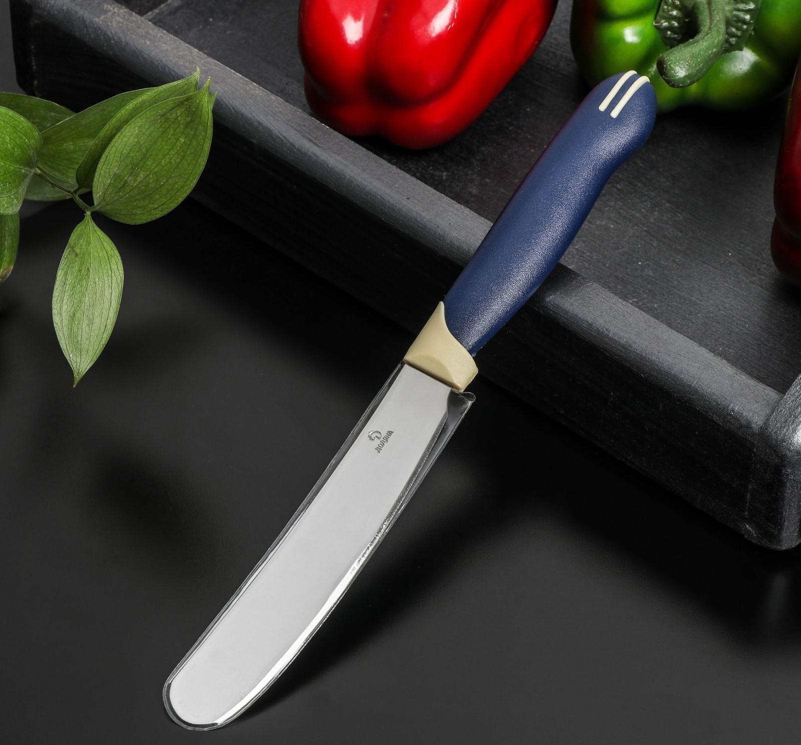 Нож Доляна «Страйп» для масла, лезвие 7,5 см, цвет синий