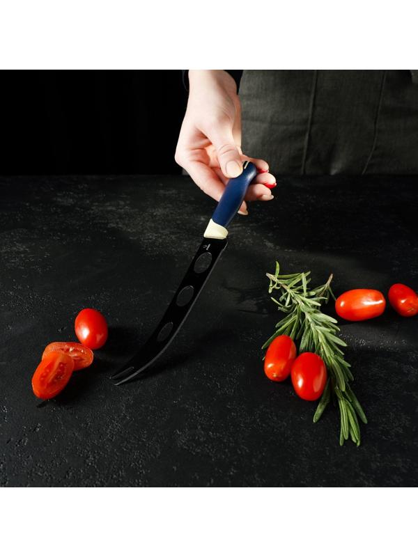 Нож для сыра Доляна «Страйп», лезвие 15 см, цвет синий