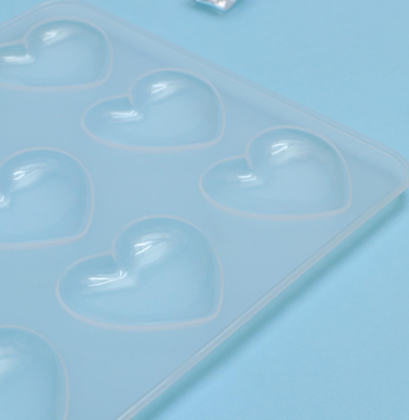 Форма для льда и кондитерских украшений «Сердечки», 9 ячеек, 20×17,5×0,6 см, силикон, 5,5×5 см, цвет прозрачный