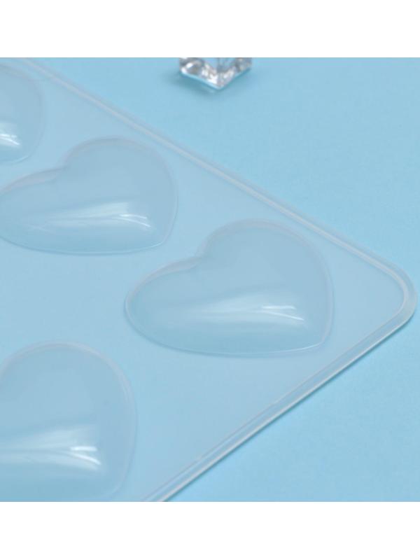 Форма для льда и кондитерских украшений «Сердечки», 9 ячеек, 20×17,5×0,6 см, силикон, 5,5×5 см, цвет прозрачный