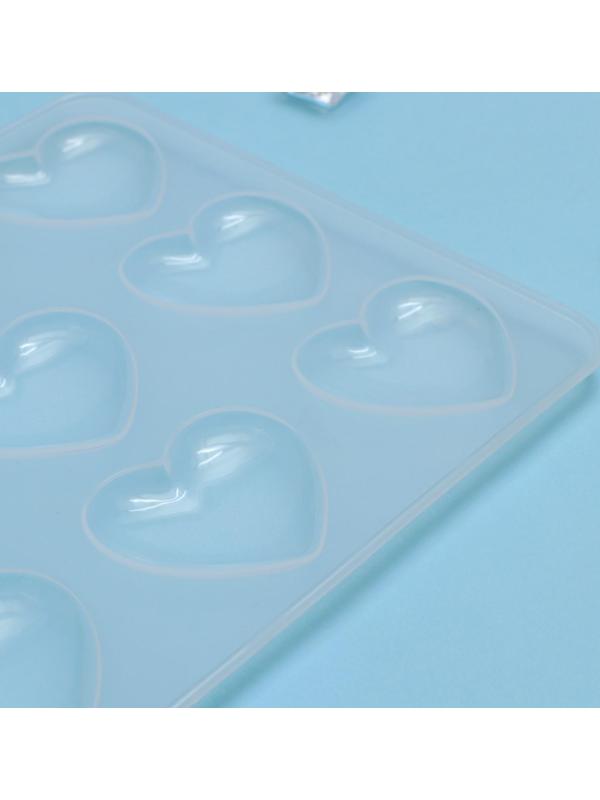 Форма для льда и кондитерских украшений «Сердечки», 9 ячеек, 20×17,5×0,6 см, силикон, 5,5×5 см, цвет прозрачный