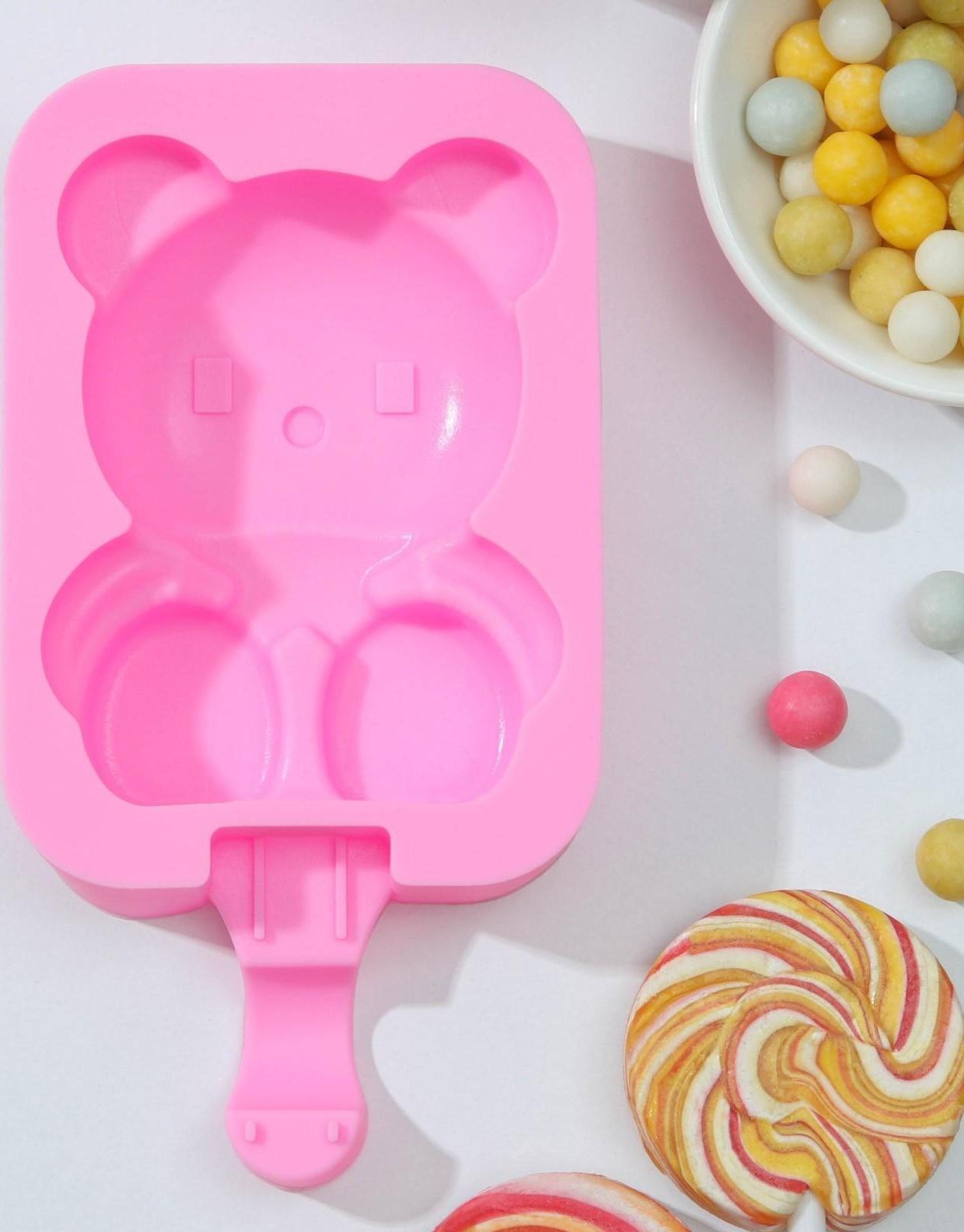 Форма для мороженого Доляна «Мишутка», 14×8×2,5 см, цвет розовый