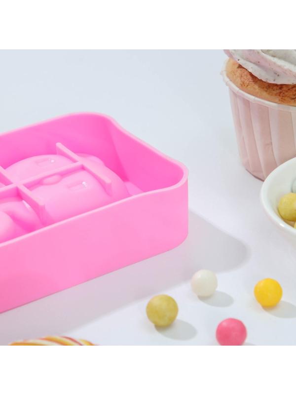 Форма для мороженого Доляна «Мишутка», 14×8×2,5 см, цвет розовый