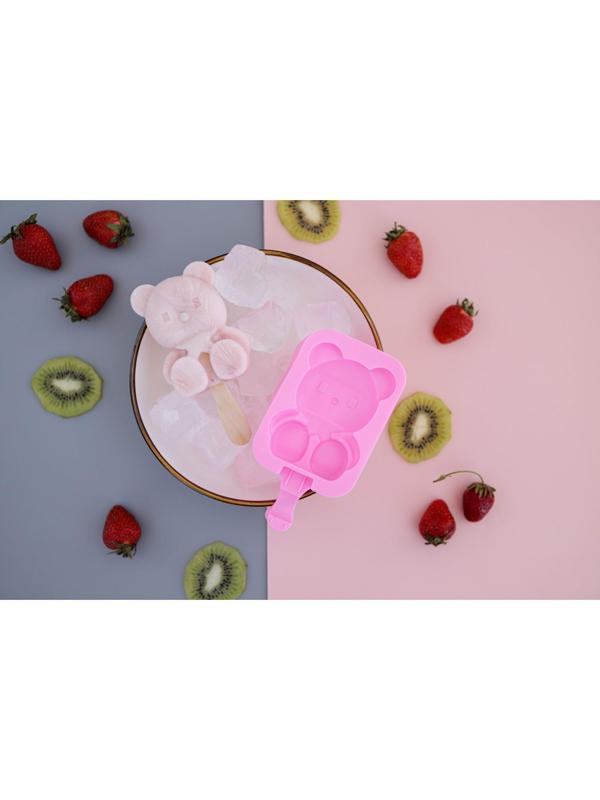 Форма для мороженого Доляна «Мишутка», 14×8×2,5 см, цвет розовый