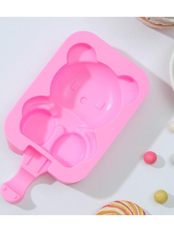 Форма для мороженого Доляна «Мишутка», 14×8×2,5 см, цвет розовый