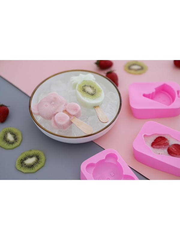 Форма для мороженого Доляна «Мишутка», 14×8×2,5 см, цвет розовый