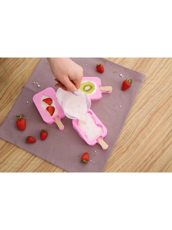 Форма для мороженого Доляна «Мишутка», 14×8×2,5 см, цвет розовый