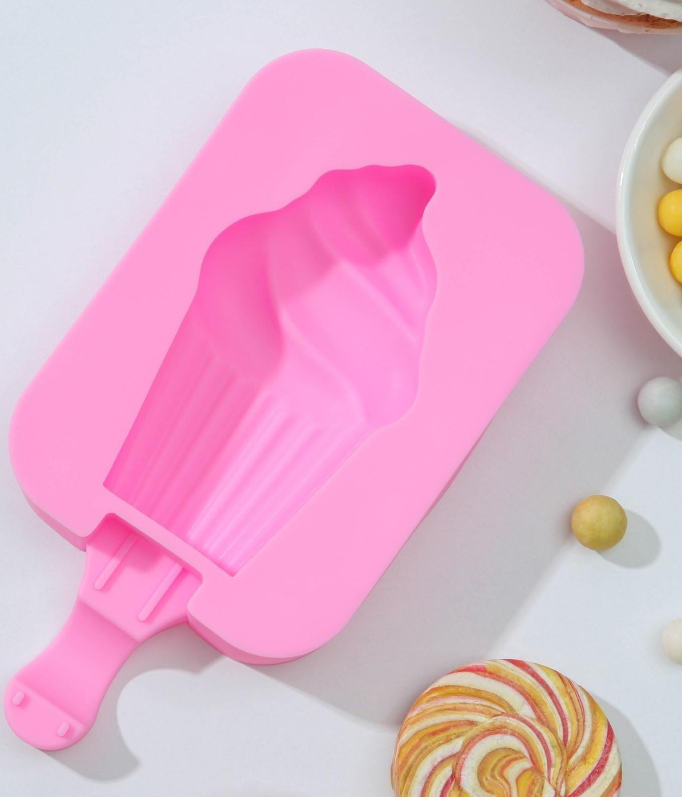 Форма для мороженого Доляна «Капкейк», 14×7,5×2,5 см, цвет розовый