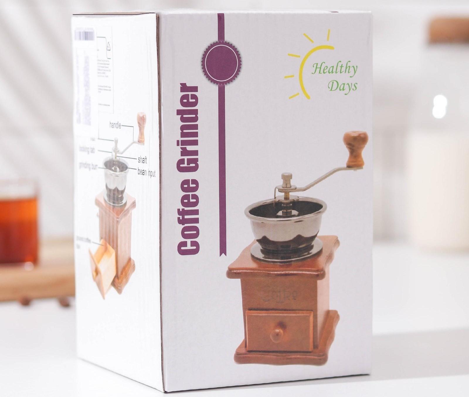 Кофемолка ручная «Утренний кофе», 9,8×16 см, красное дерево