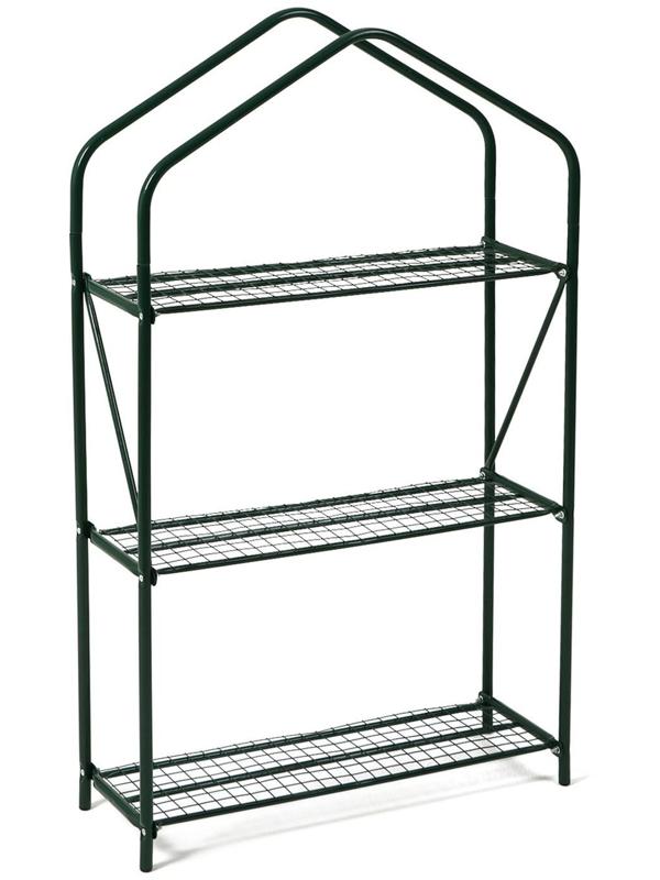 Стеллаж для рассады, 3 полки, 110 × 65 × 22 см, металлический каркас d = 16 мм, без чехла