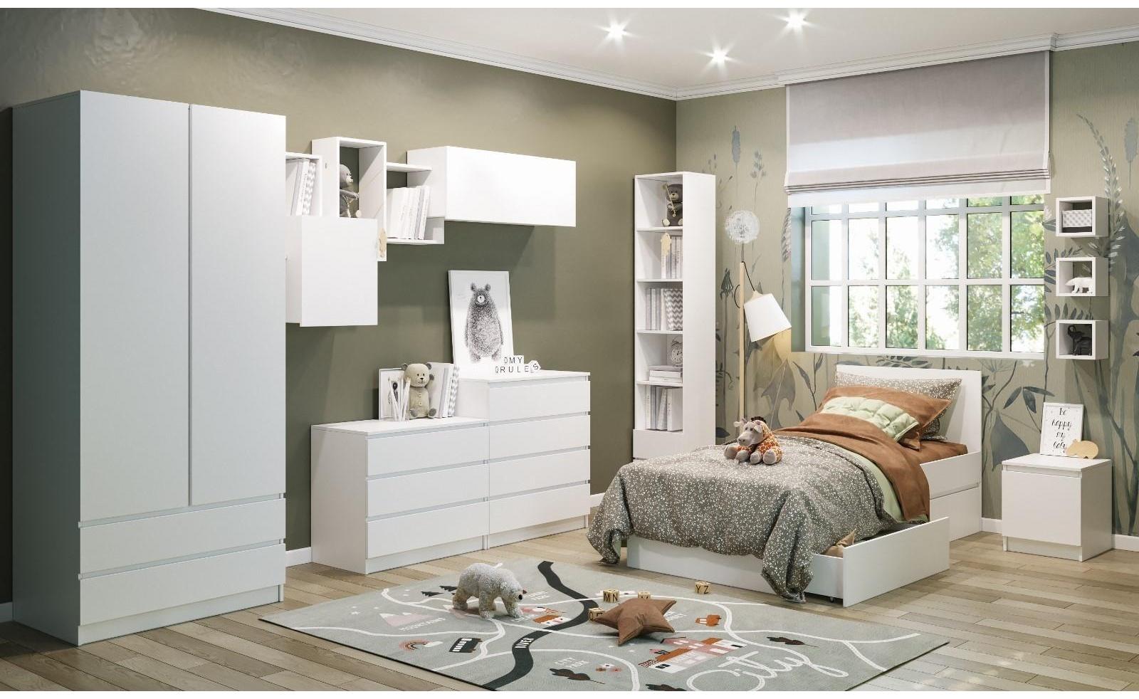 Шкаф 2х ств Мадера с 2-мя ящиками, 900х500х2100, Белый