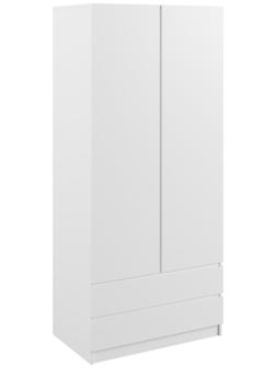 Шкаф 2х ств Мадера с 2-мя ящиками, 900х500х2100, Белый