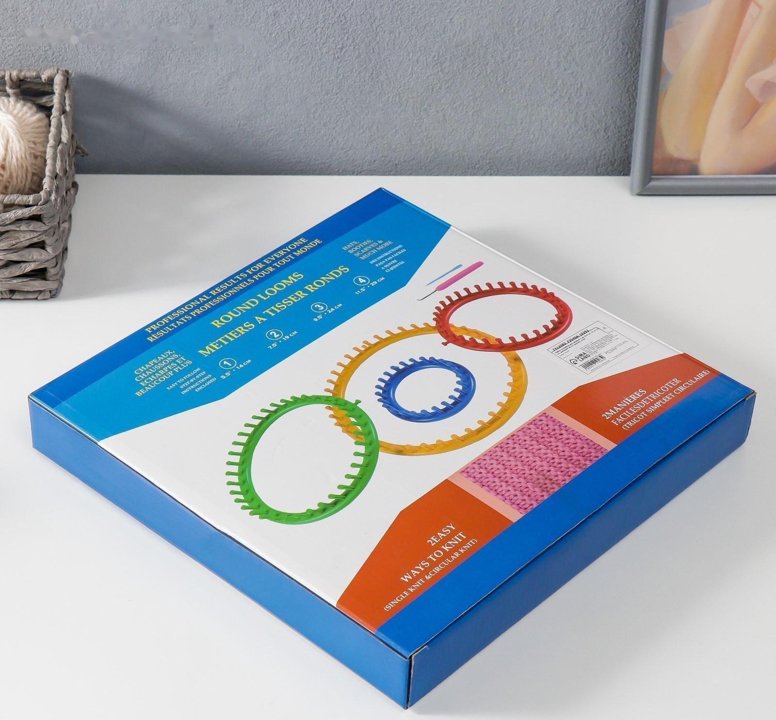 Набор устройств для вязания 4 шт d=9 см, 19 см, 24 см, длинный 24 см, крючок, игла