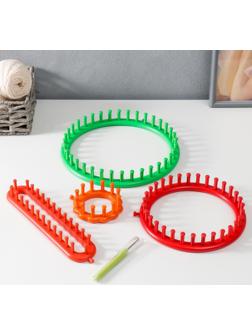 Набор устройств для вязания 4 шт d=9 см, 19 см, 24 см, длинный 24 см, крючок, игла