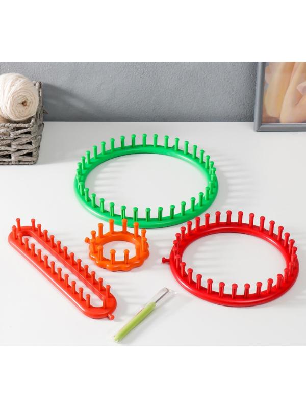 Набор устройств для вязания 4 шт d=9 см, 19 см, 24 см, длинный 24 см, крючок, игла